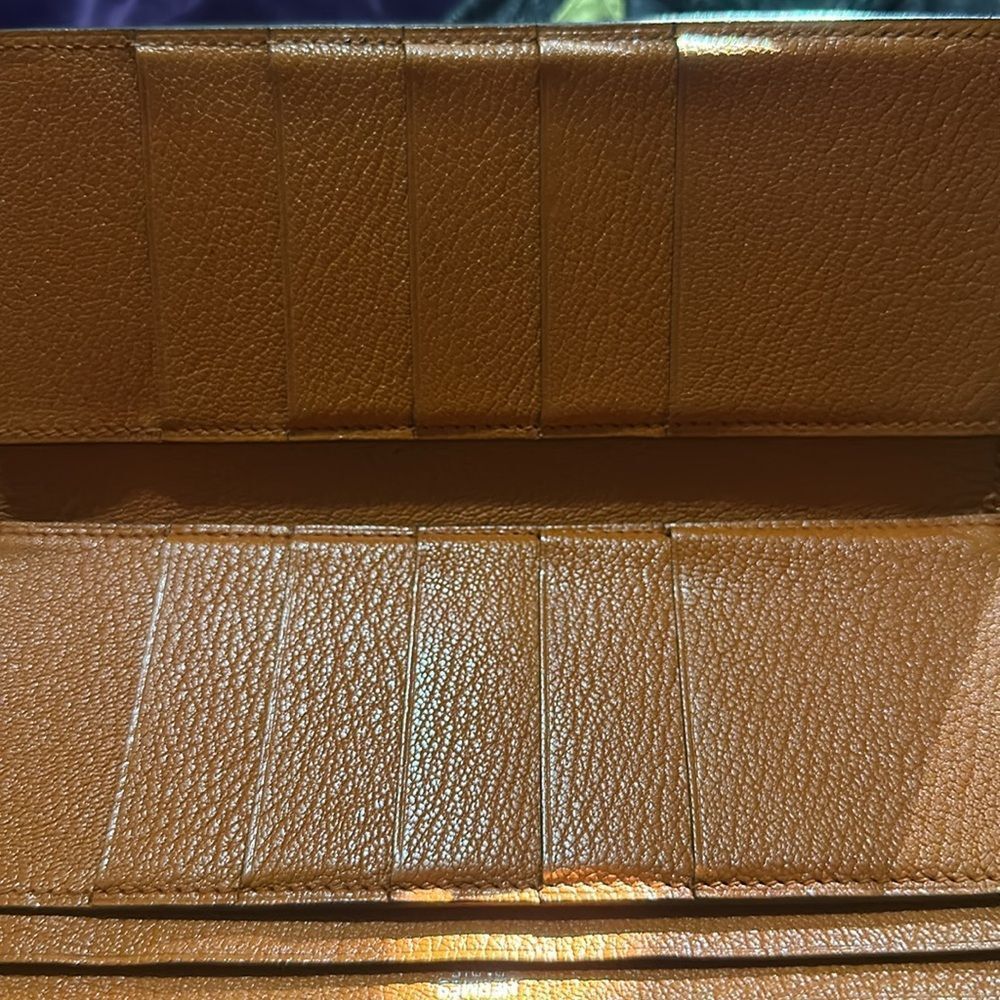 Hermes Leather Bearn Wallet. Orange & Brown - Picture 2 of 9